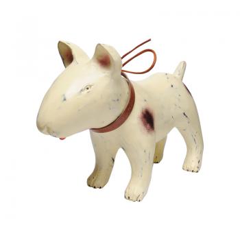 Wood Carving Bull Terrier / MARK (Puppy - Antique White)