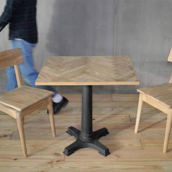 Teak Parquet Table Top Herringbone (750×600)