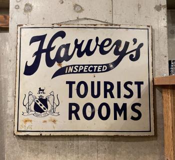 ANT.TIN SIGN "hawey's Tourist Rooms"