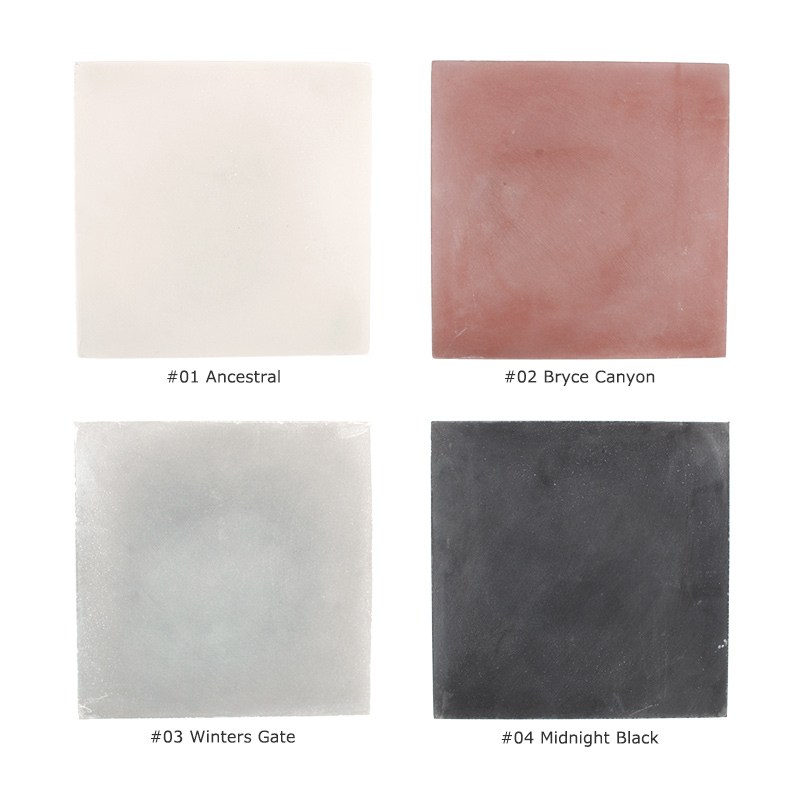 鉱物由来の顔料を使用した高品質なセメントタイル、全4色。