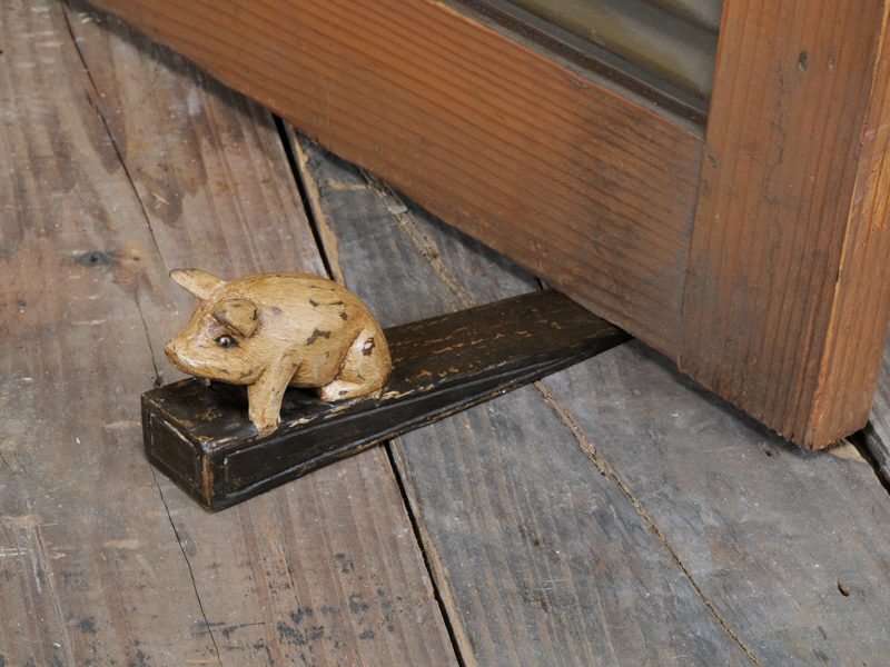 Wood Carving Door Stopper (Pig)