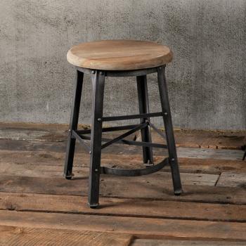 Iron & Teak Stool (Natural)